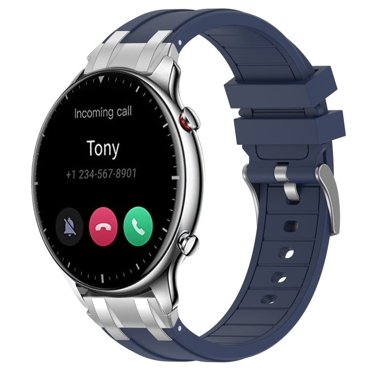 For Amazfit Watch GTR 2 22mm Quick Release Silver Buckle Royal Silicone Watch Band(Navy Blue) - free shipping - PMC TechLife - Order now!