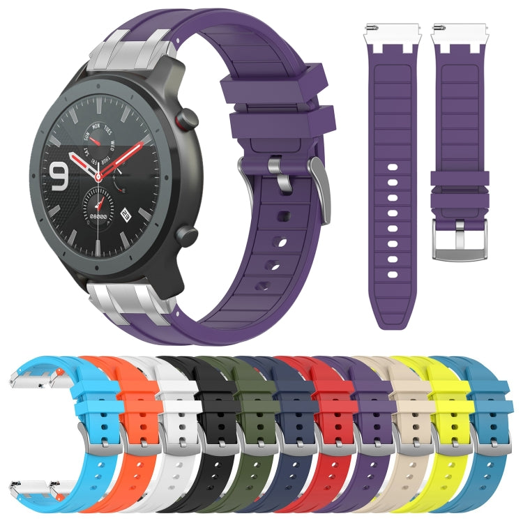 For Amazfit Sport Watch 3 22mm Quick Release Silver Buckle Royal Silicone Watch Band(Sea Blue)