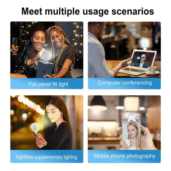 V15 Mini Clip-On Portable LED Fill Light Phone Laptop Video Conference Live Streaming Fill Lamp(White)