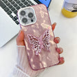 For iPhone 16 Pro Plating Glitter Texture Butterfly Holder TPU Phone Case with Lens Film(Pink Wrinkles) - iPhone 16 Pro Cases by PMC TechLife | Online Shopping South Africa | PMC TechLife | Buy Now Pay Later Mobicred