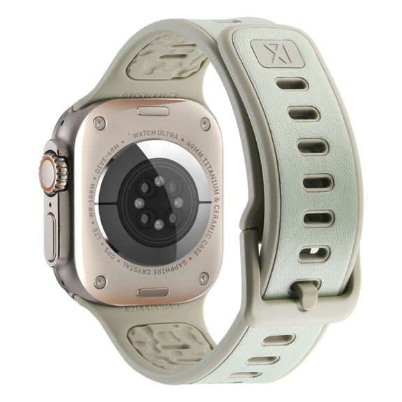 For Apple Watch Ultra 2 49mm Leather Skin Silicone Watch Band(Green)