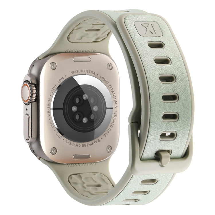 For Apple Watch Ultra 2 49mm Leather Skin Silicone Watch Band(Green)