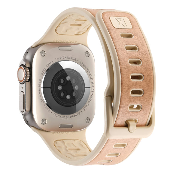 For Apple Watch Ultra 2 49mm Leather Skin Silicone Watch Band(Pink)