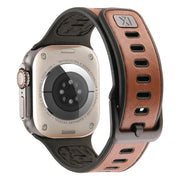 For Apple Watch Ultra 2 49mm Leather Skin Silicone Watch Band(Brown)