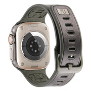 For Apple Watch Ultra 2 49mm Leather Skin Silicone Watch Band(Black)