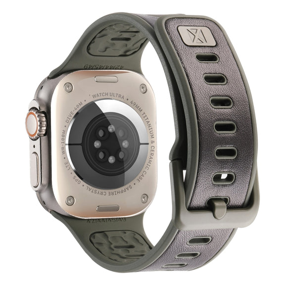 For Apple Watch Ultra 2 49mm Leather Skin Silicone Watch Band(Black)