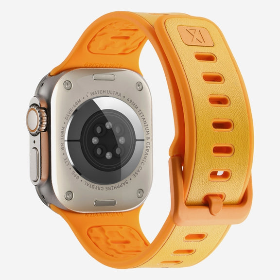 For Apple Watch Ultra 49mm Leather Skin Silicone Watch Band(Orange)