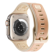 For Apple Watch Ultra 49mm Leather Skin Silicone Watch Band(Pink)