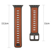 For Apple Watch Ultra 49mm Leather Skin Silicone Watch Band(Brown)