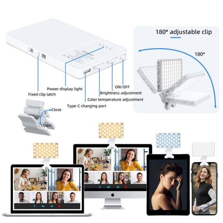 V12A Phone Laptop Video Conference Fill Lamp Portable Selfie Live Streaming LED Fill Light(Purple) - Selfie Light by PMC TechLife | Online Shopping South Africa | PMC TechLife | Buy Now Pay Later Mobicred