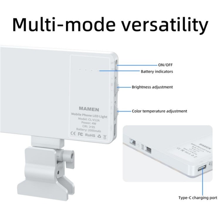 V12A Phone Laptop Video Conference Fill Lamp Portable Selfie Live Streaming LED Fill Light(Pink) - Selfie Light by PMC TechLife | Online Shopping South Africa | PMC TechLife | Buy Now Pay Later Mobicred