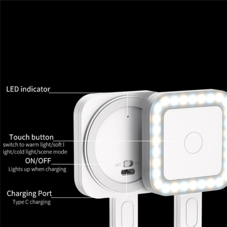 V18 Portable Skin Beauty Live Streaming LED Fill Light Magnetic Phone Selfie Lamp(White)