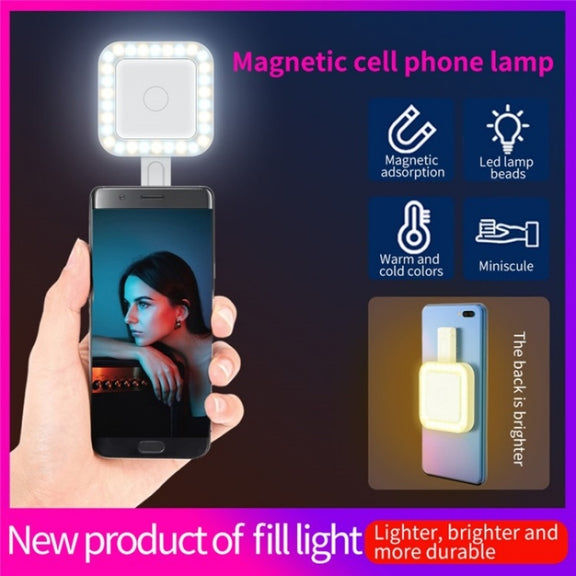 V18 Portable Skin Beauty Live Streaming LED Fill Light Magnetic Phone Selfie Lamp(White)