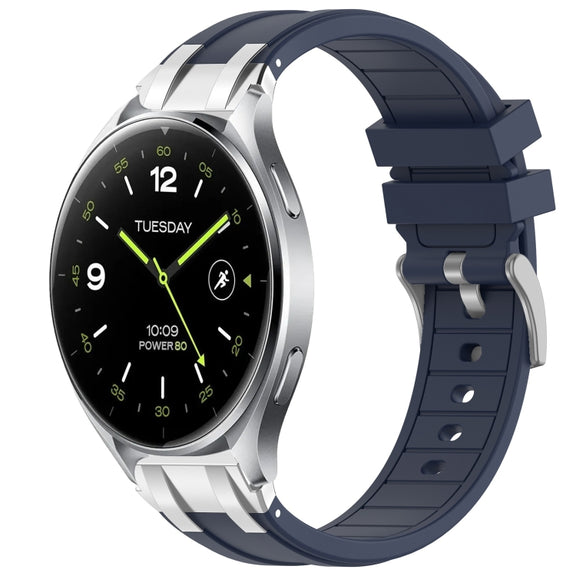 For Xiaomi Watch 2 22mm Quick Release Silver Buckle Royal Silicone Watch Band(Navy Blue)