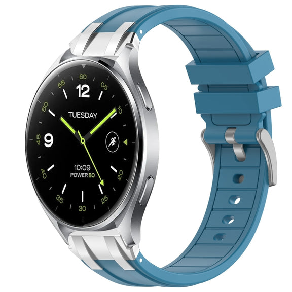 For Xiaomi Watch 2 22mm Quick Release Silver Buckle Royal Silicone Watch Band(Sea Blue)