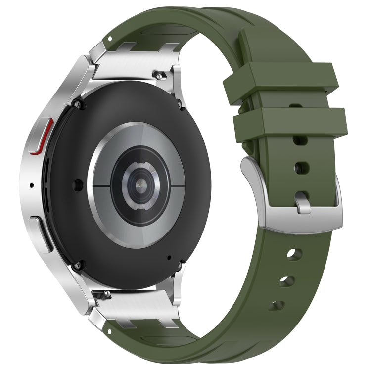 For Xiaomi Watch S3 22mm Quick Release Silver Buckle Royal Silicone Watch Band(Olive Green)