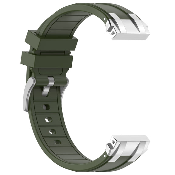 For Xiaomi Watch S3 22mm Quick Release Silver Buckle Royal Silicone Watch Band(Olive Green)