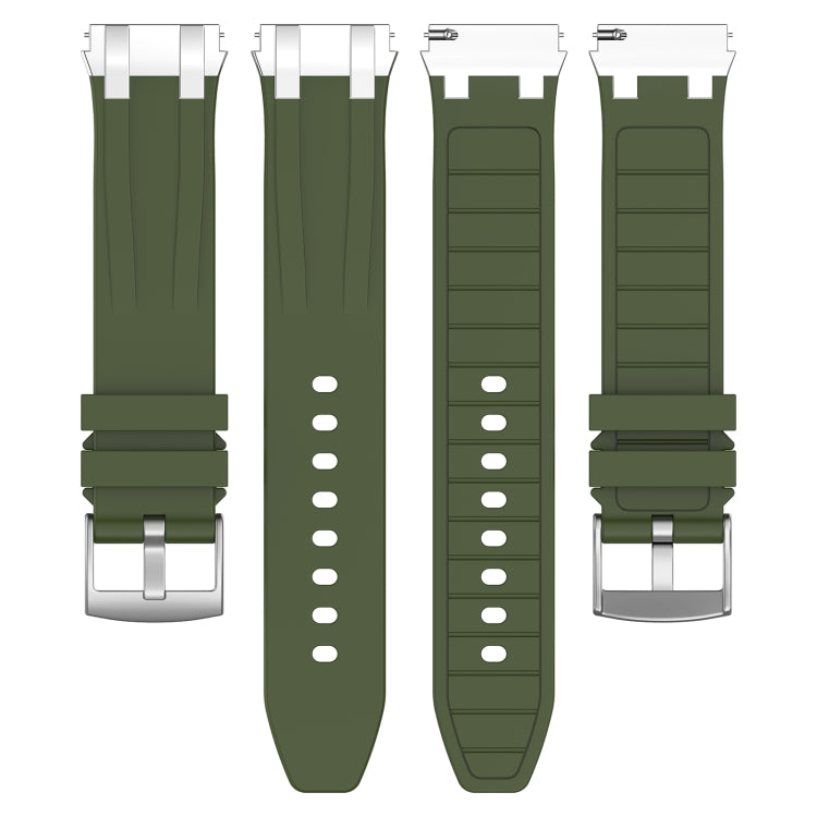 For Xiaomi Watch S3 22mm Quick Release Silver Buckle Royal Silicone Watch Band(Olive Green)