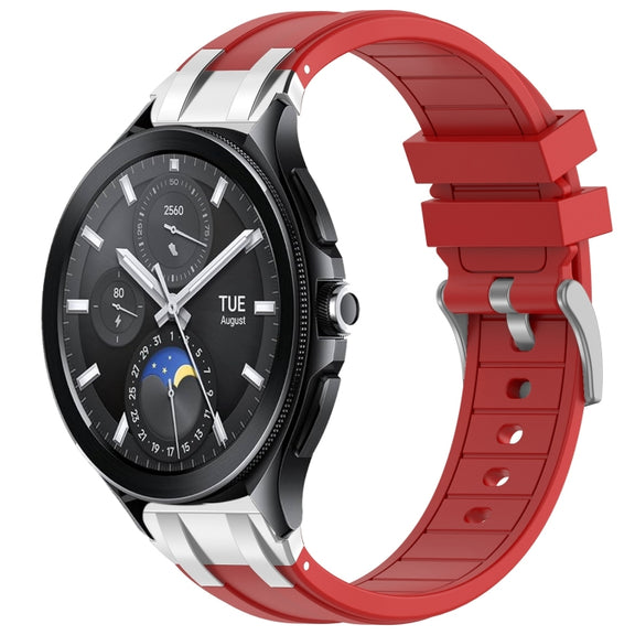For Xiaomi Watch 2 Pro 22mm Quick Release Silver Buckle Royal Silicone Watch Band(Red)