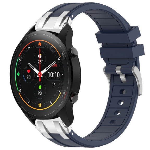 For Xiaomi Watch S1 Pro 22mm Quick Release Silver Buckle Royal Silicone Watch Band(Navy Blue)