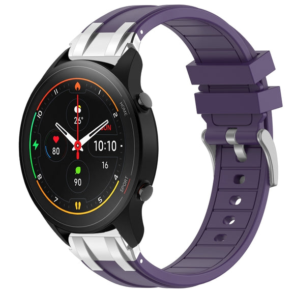 For Xiaomi Watch S1 Pro 22mm Quick Release Silver Buckle Royal Silicone Watch Band(Purple)