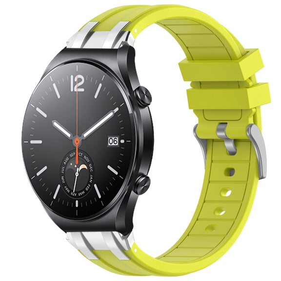 For Xiaomi Watch S1 22mm Quick Release Silver Buckle Royal Silicone Watch Band(Vital Yellow)