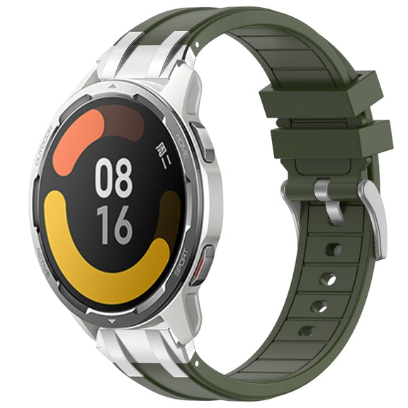 For Xiaomi Watch Color 2 22mm Quick Release Silver Buckle Royal Silicone Watch Band(Olive Green)