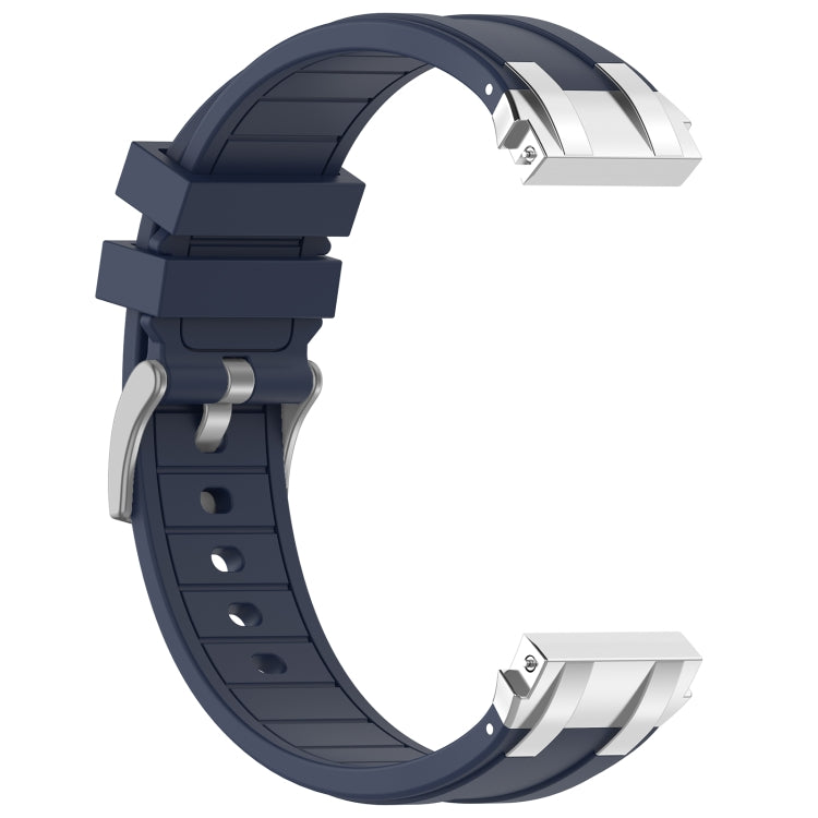 For Xiaomi Watch Color 2 22mm Quick Release Silver Buckle Royal Silicone Watch Band(Navy Blue)