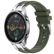 For Xiaomi Watch Color 22mm Quick Release Silver Buckle Royal Silicone Watch Band(Olive Green)