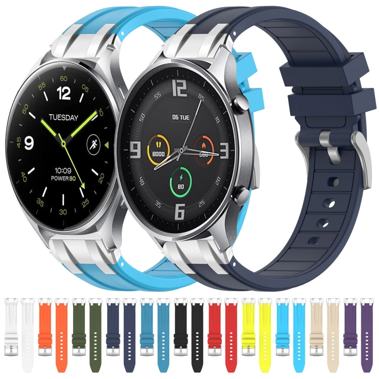 For Xiaomi Watch Color 22mm Quick Release Silver Buckle Royal Silicone Watch Band(Sky Blue)