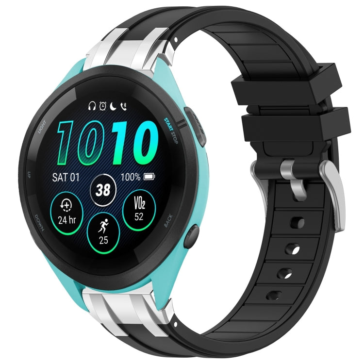 For Garmin Forerunner 265 Music 22mm Quick Release Silver Buckle Royal Silicone Watch Band(Black) - free shipping - PMC TechLife - Order now!