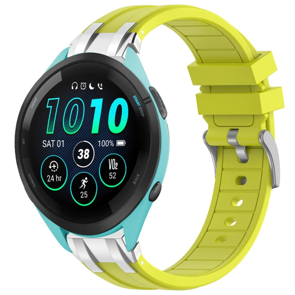 For Garmin Forerunner 265 22mm Quick Release Silver Buckle Royal Silicone Watch Band(Vital Yellow)
