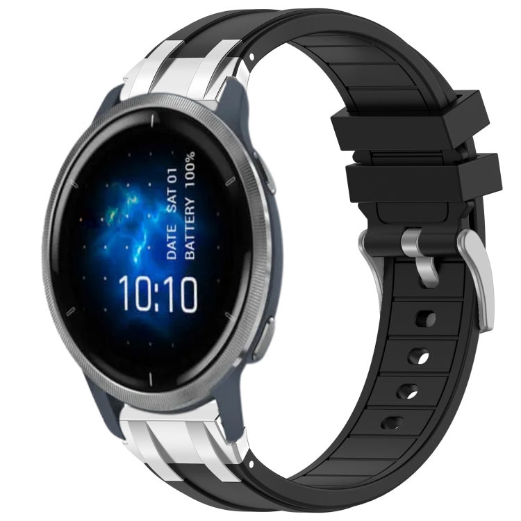 For Garmin Venu 2 22mm Quick Release Silver Buckle Royal Silicone Watch Band(Black) - free shipping - PMC TechLife - Order now!
