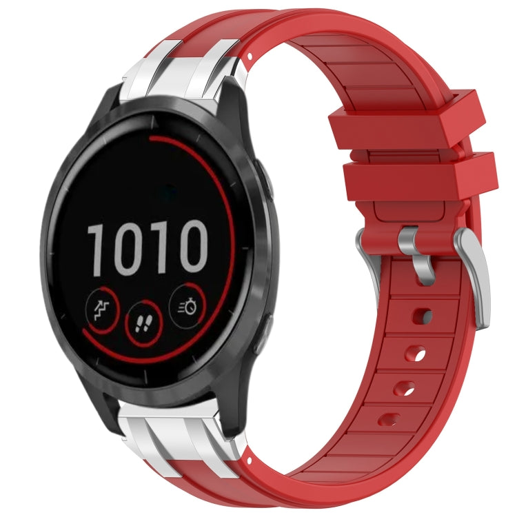 For Garmin Vivoactive 4 22mm Quick Release Silver Buckle Royal Silicone Watch Band(Red) - free shipping - PMC TechLife - Order now!