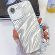 For iPhone 16e Plating Glitter Texture Chain Wristband TPU Phone Case with Lens Film(White Water Ripples) - iPhone 16e Cases by PMC TechLife | Online Shopping South Africa | PMC TechLife | Buy Now Pay Later Mobicred