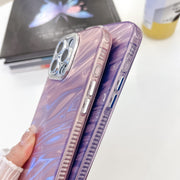 For iPhone 16e Plating Glitter Texture Chain Wristband TPU Phone Case with Lens Film(Pink Tinfoil Texture)