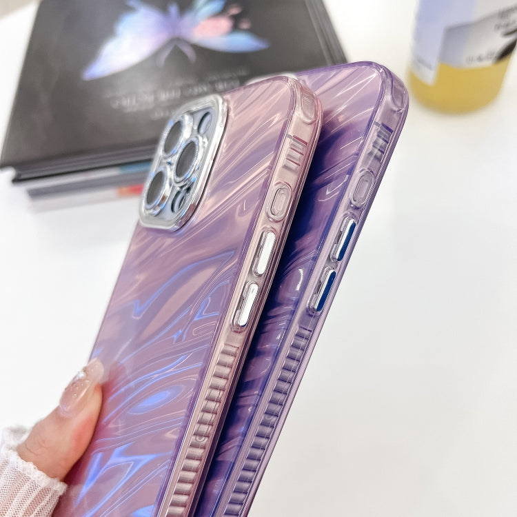 For iPhone 16e Plating Glitter Texture Chain Wristband TPU Phone Case with Lens Film(White Feathers)