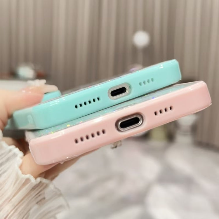 For iPhone 16 Color Butterfly Glitter Epoxy TPU Phone Case(Pink)