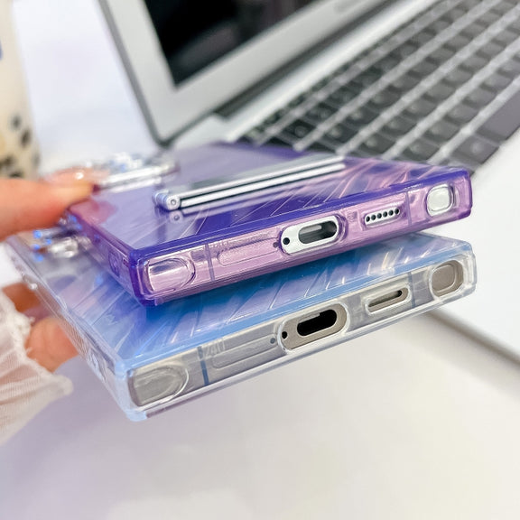 For Samsung Galaxy S25 Ultra 5G Plating Glitter Texture Fold Holder TPU Phone Case with Lens Film(White Tinfoil Texture)
