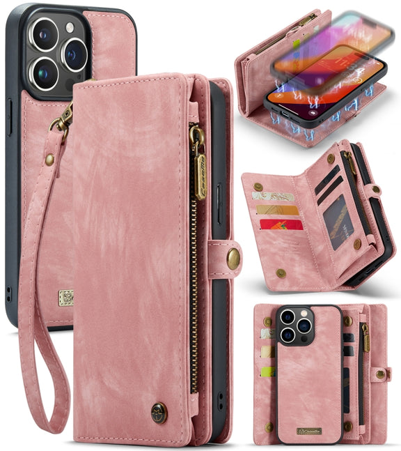 For iPhone 16 Pro CaseMe 008 Detachable Multifunctional Leather Phone Case(Pink)