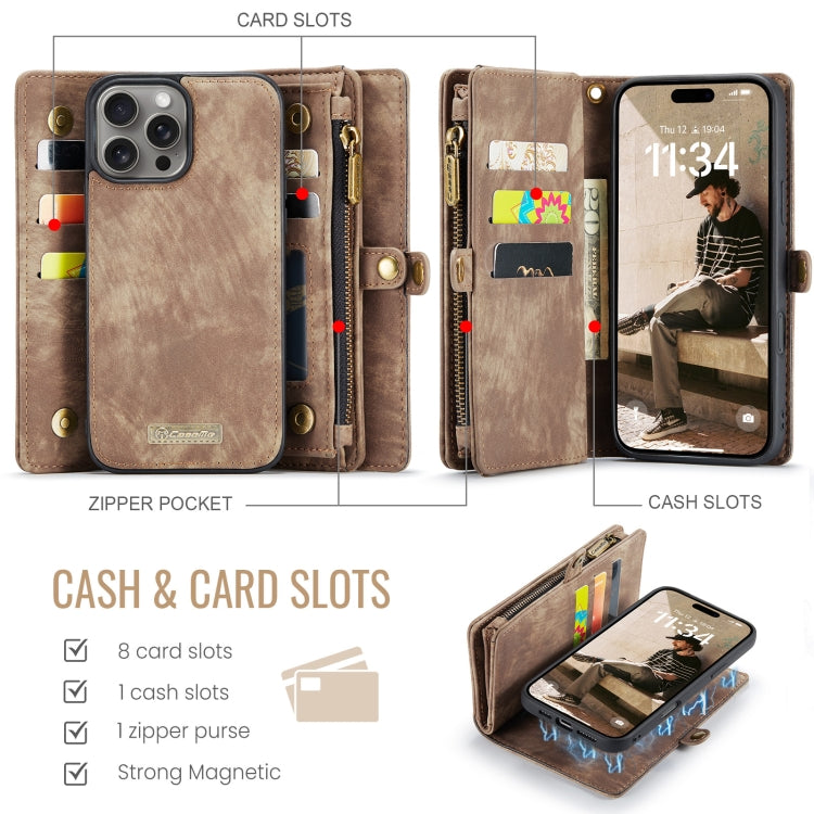 For iPhone 16 Pro CaseMe 008 Detachable Multifunctional Leather Phone Case(Brown) - iPhone 16 Pro Cases by CaseMe | Online Shopping South Africa | PMC TechLife | Buy Now Pay Later Mobicred