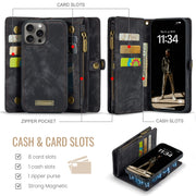 For iPhone 16 Pro CaseMe 008 Detachable Multifunctional Leather Phone Case(Black)