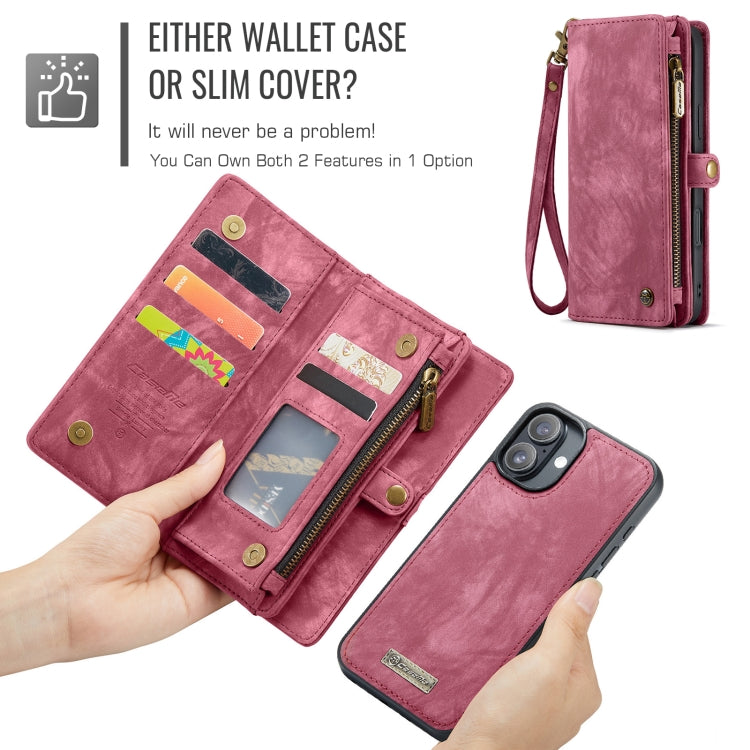 For iPhone 16 CaseMe 008 Detachable Multifunctional Leather Phone Case(Red)