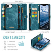 For iPhone 16e CaseMe 008 Detachable Multifunctional Leather Phone Case(Blue)