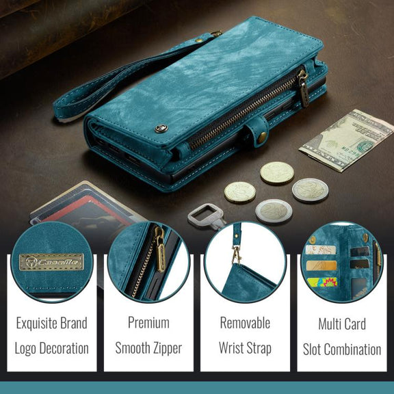 For iPhone 16e CaseMe 008 Detachable Multifunctional Leather Phone Case(Blue)