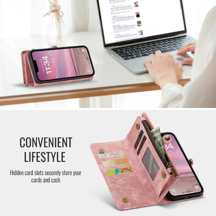 For iPhone 16e CaseMe 008 Detachable Multifunctional Leather Phone Case(Pink) - iPhone 16e Cases by CaseMe | Online Shopping South Africa | PMC TechLife | Buy Now Pay Later Mobicred