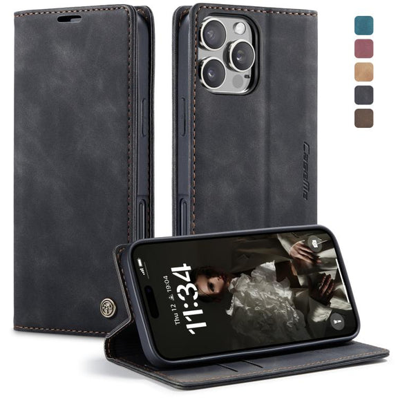 For iPhone 16 Pro Max CaseMe 013 Multifunctional Horizontal Flip Leather Phone Case(Black)