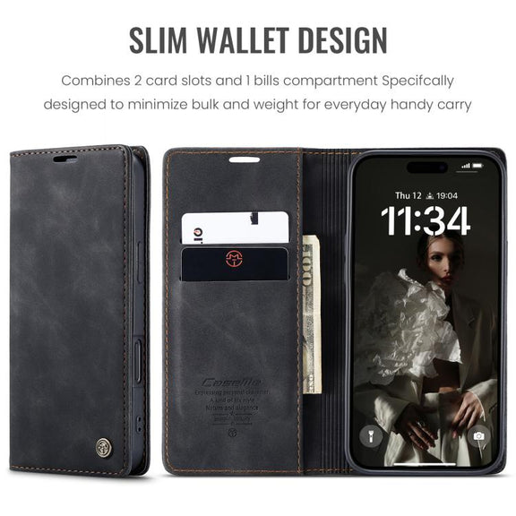 For iPhone 16 Plus CaseMe 013 Multifunctional Horizontal Flip Leather Phone Case(Black)