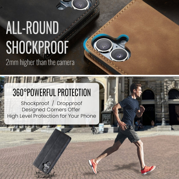 For iPhone 16 Plus CaseMe 013 Multifunctional Horizontal Flip Leather Phone Case(Black)