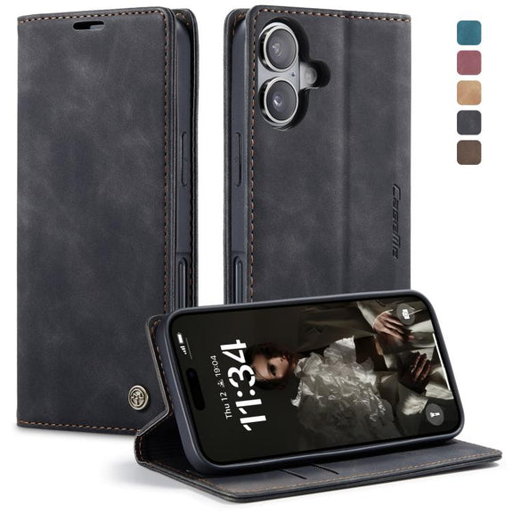 For iPhone 16 Plus CaseMe 013 Multifunctional Horizontal Flip Leather Phone Case(Black)